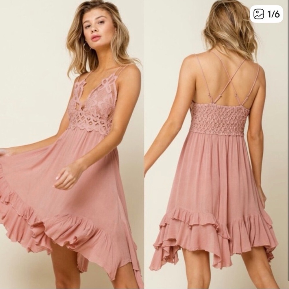 Free People Dusty Pink Adela High Low Dress